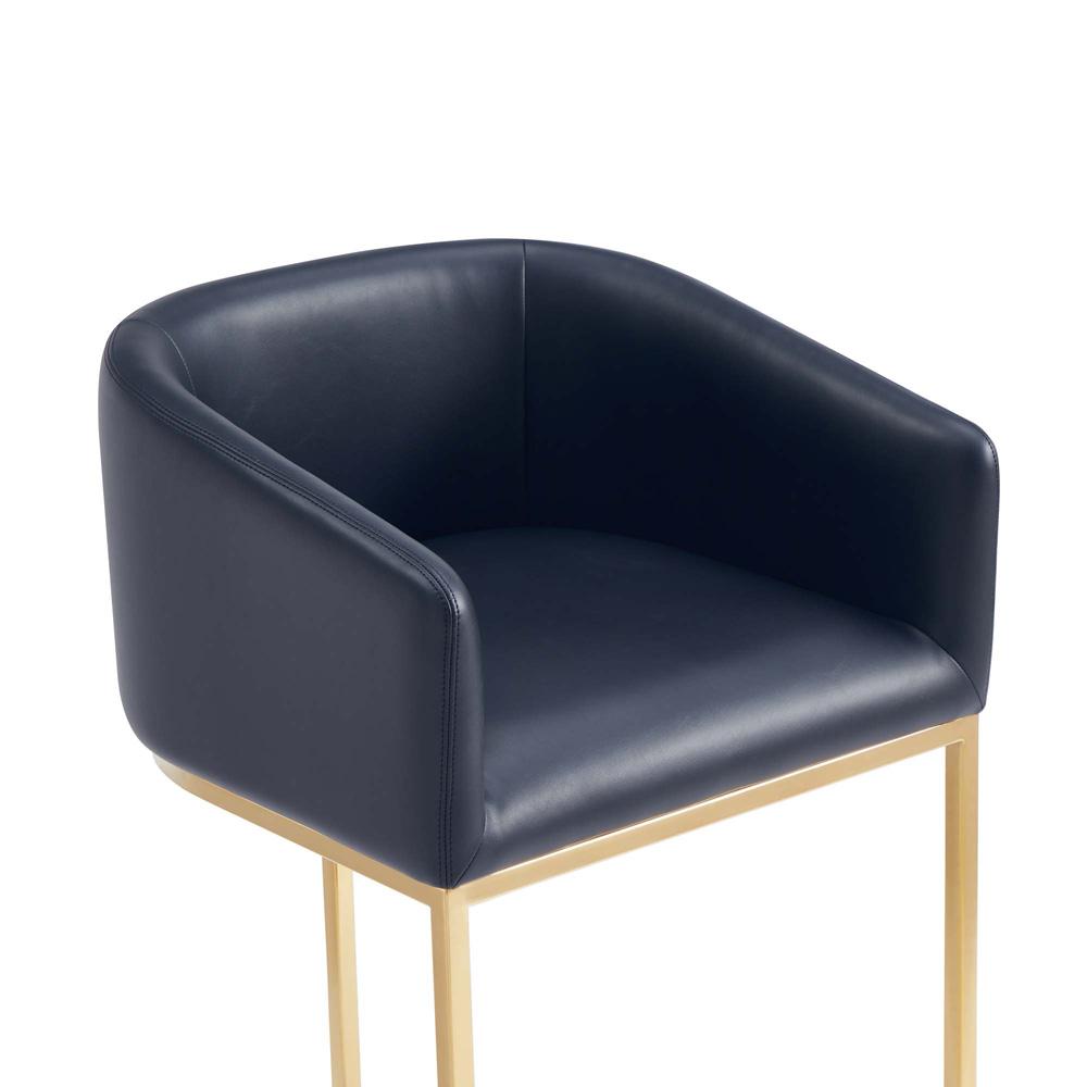 Manhattan Comfort - Louvre Leatherette Counter Stool with Stainless Steel Legs in Black and Titanium Gold - Set of 2 - 2-CS009-BK veiw 8