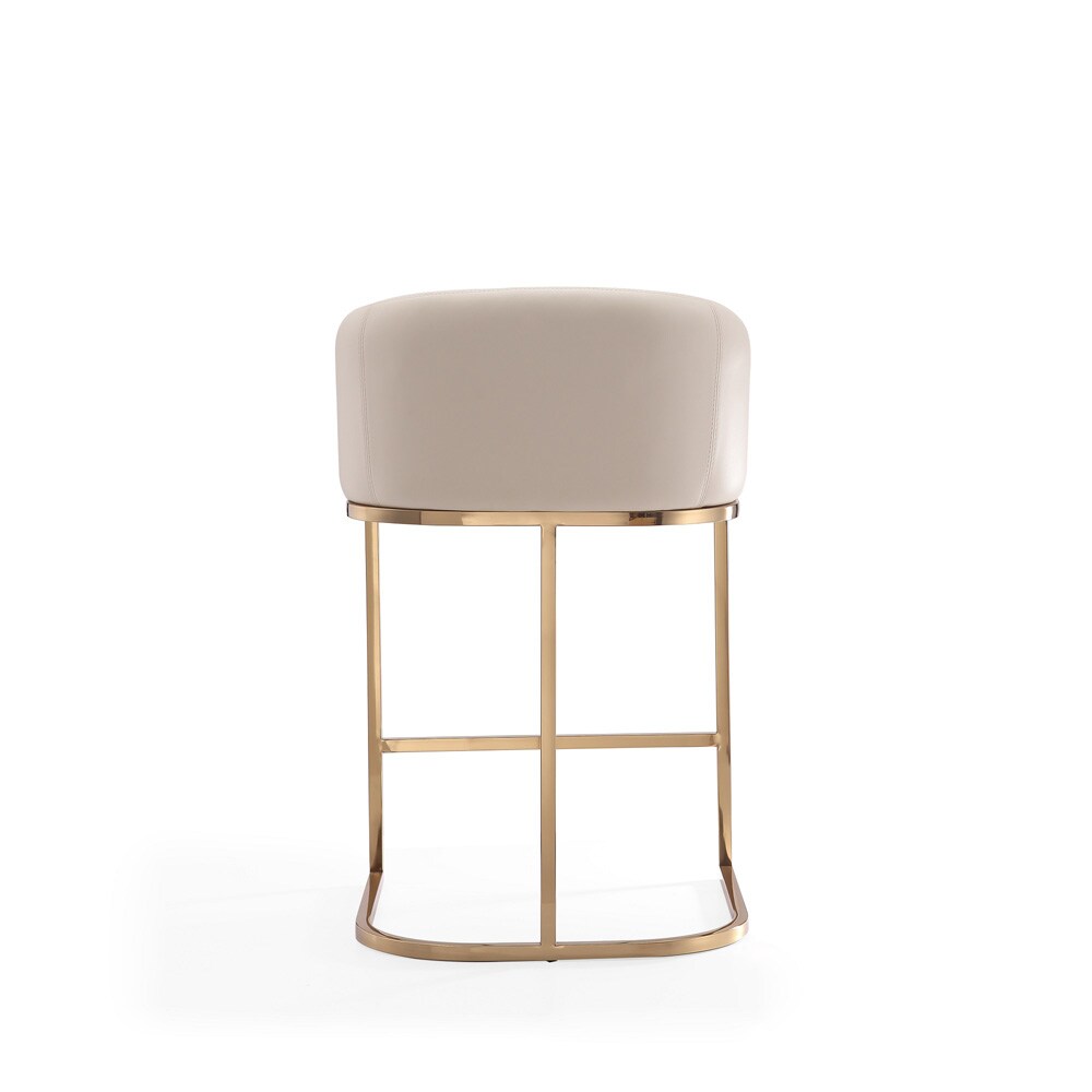 Manhattan Comfort - Louvre Faux Leather Counter Stool with Stainless Steel Legs in Cream and Titanium Gold - Set of 2 - 2-CS009-CR veiw 7