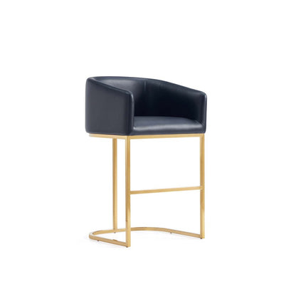Manhattan Comfort - Louvre Leatherette Counter Stool with Stainless Steel Legs in Black and Titanium Gold - Set of 3 - 3-CS009-BK veiw 2