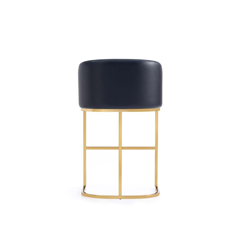 Manhattan Comfort - Louvre Leatherette Counter Stool with Stainless Steel Legs in Black and Titanium Gold - Set of 3 - 3-CS009-BK veiw 5
