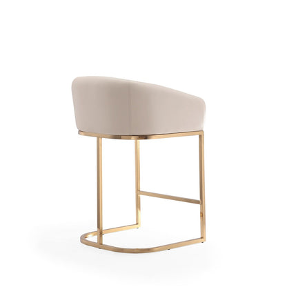 Manhattan Comfort - Louvre Faux Leather Counter Stool with Stainless Steel Legs in Cream and Titanium Gold - Set of 3 - 3-CS009-CR veiw 4