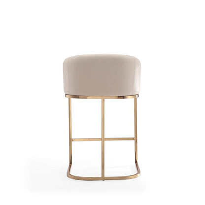Manhattan Comfort - Louvre Faux Leather Counter Stool with Stainless Steel Legs in Cream and Titanium Gold - Set of 3 - 3-CS009-CR veiw 7