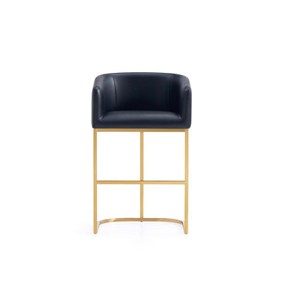 Manhattan Comfort - Louvre Leatherette Counter Stool with Stainless Steel Legs in Black and Titanium Gold - CS009-BK veiw 2