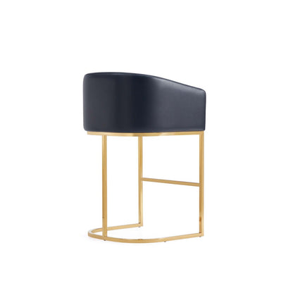 Manhattan Comfort - Louvre Leatherette Counter Stool with Stainless Steel Legs in Black and Titanium Gold - CS009-BK veiw 3