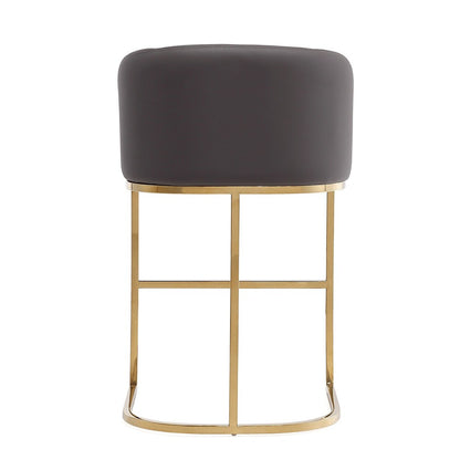 Manhattan Comfort - Louvre Faux Leather Counter Stool with Stainless Steel Legs in Grey and Titanium Gold - CS009-GY veiw 5