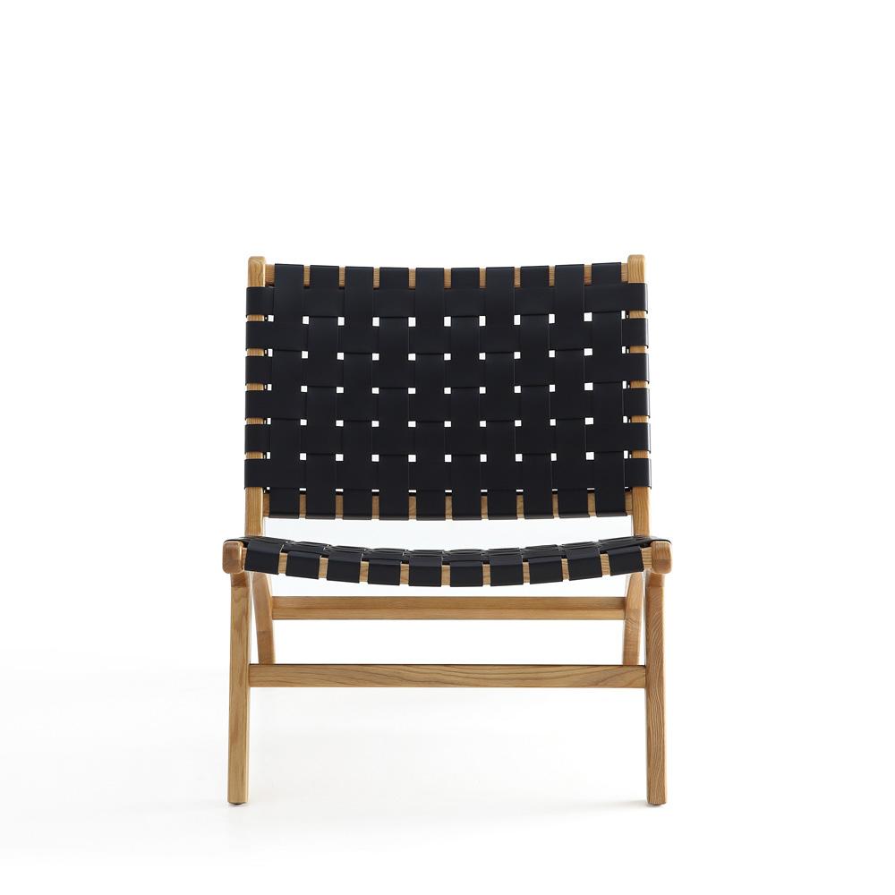 Manhattan Comfort - Maintenon Pu Leather Accent Chair with American Ash Wood Legs in Black - Set of 2 - 2-ACCA03-BK veiw 3