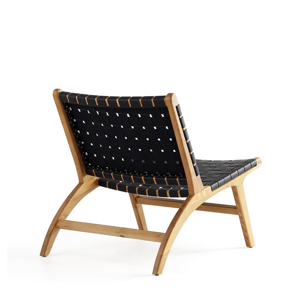 Manhattan Comfort - Maintenon Pu Leather Accent Chair with American Ash Wood Legs in Black and Nature - Set of 2 - 2-ACCA03-NA veiw 4