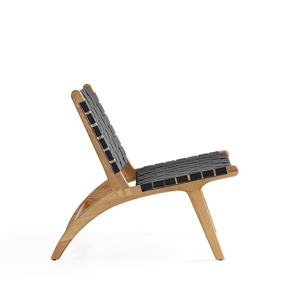 Manhattan Comfort - Maintenon Pu Leather Accent Chair with American Ash Wood Legs in Black - Set of 2 - 2-ACCA03-BK veiw 5
