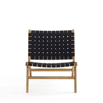 Manhattan Comfort - Maintenon Pu Leather Accent Chair with American Ash Wood Legs in Black and Nature - ACCA03-NA veiw 2