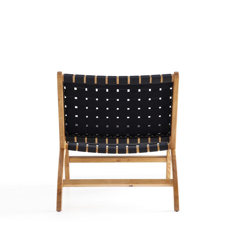 Manhattan Comfort - Maintenon Pu Leather Accent Chair with American Ash Wood Legs in Black - ACCA03-BK veiw 5