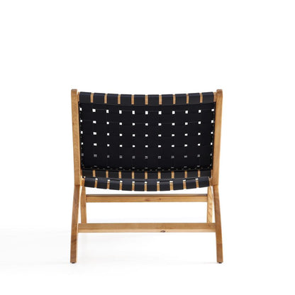 Manhattan Comfort - Maintenon Pu Leather Accent Chair with American Ash Wood Legs in Black and Nature - ACCA03-NA veiw 5