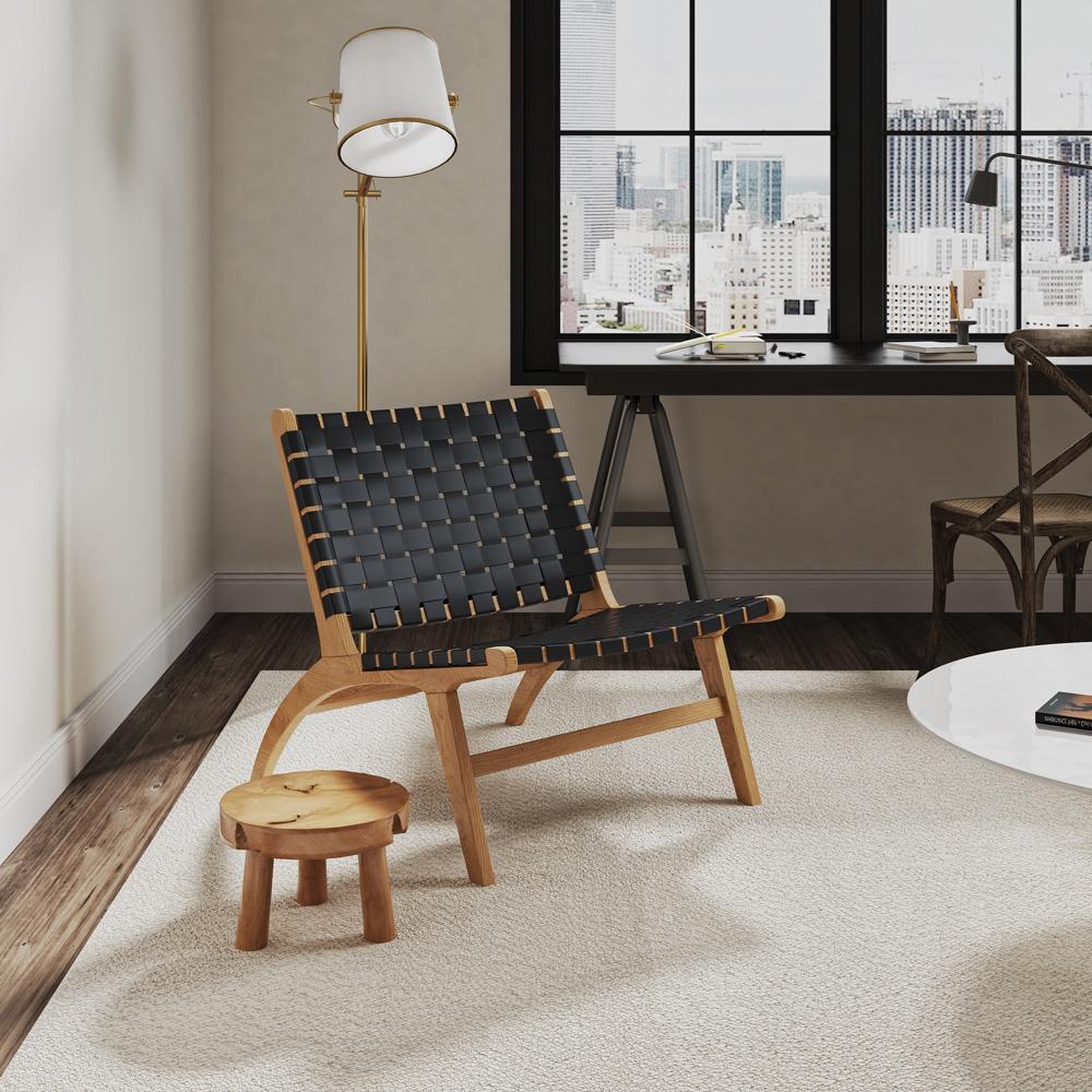 Manhattan Comfort - Maintenon Pu Leather Accent Chair with American Ash Wood Legs in Black - ACCA03-BK veiw 8