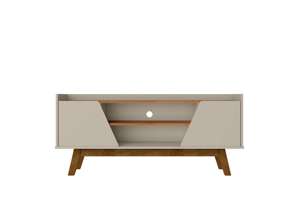 Manhattan Comfort - Marcus TV Stand with 4 Fixed Shelves in Greige and Nature - 259BMC10 veiw 1