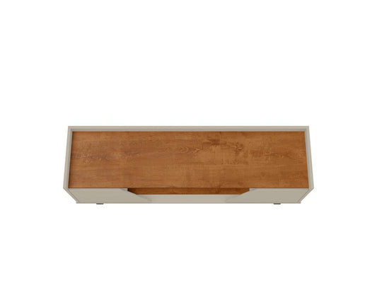Manhattan Comfort - Marcus TV Stand with 4 Fixed Shelves in Greige and Nature - 259BMC10 veiw 2