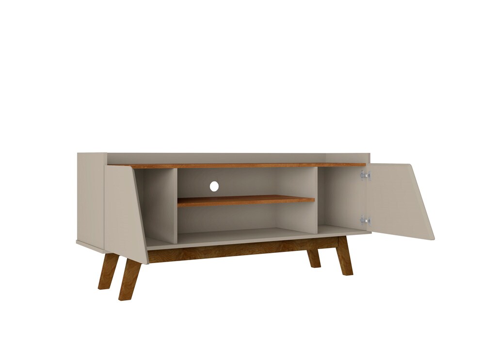 Manhattan Comfort - Marcus TV Stand with 4 Fixed Shelves in Greige and Nature - 259BMC10 veiw 3