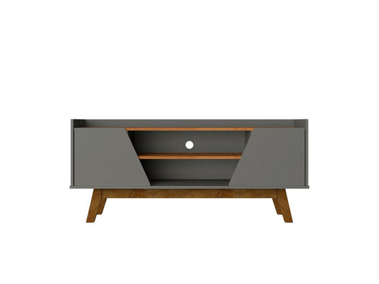 Manhattan Comfort - Marcus TV Stand with 4 Fixed Shelves in Grey and Nature - 259BMC50 veiw 1