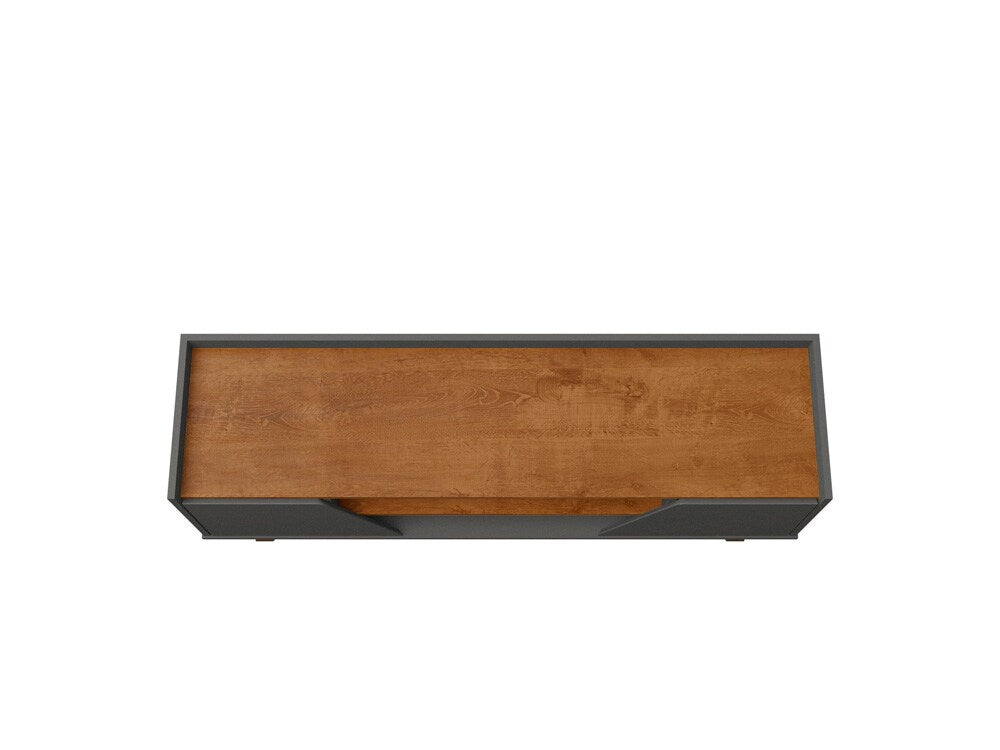 Manhattan Comfort - Marcus TV Stand with 4 Fixed Shelves in Grey and Nature - 259BMC50 veiw 2