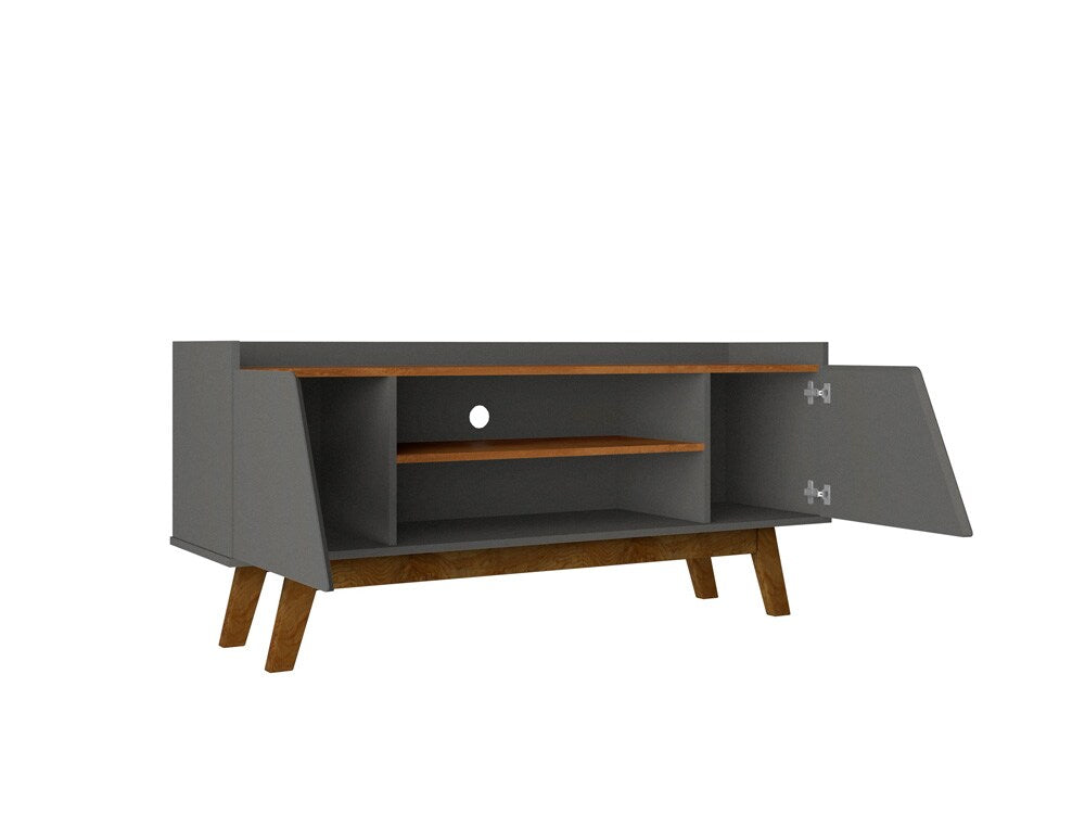 Manhattan Comfort - Marcus TV Stand with 4 Fixed Shelves in Grey and Nature - 259BMC50 veiw 3