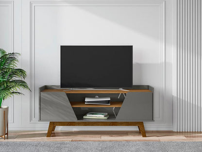 Manhattan Comfort - Marcus TV Stand with 4 Fixed Shelves in Grey and Nature - 259BMC50 veiw 4