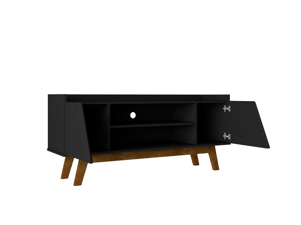 Manhattan Comfort - Marcus TV Stand with 4 Fixed Shelves in Matte Black - 259BMC8 veiw 3