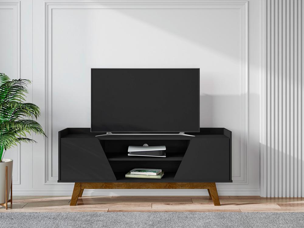Manhattan Comfort - Marcus TV Stand with 4 Fixed Shelves in Matte Black - 259BMC8 veiw 4