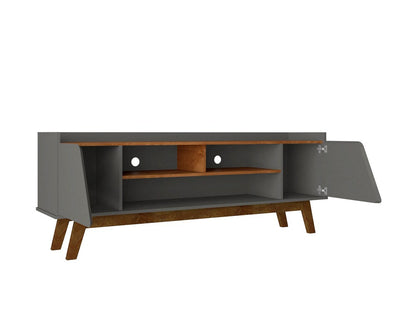 Manhattan Comfort - Marcus TV Stand with 5 Fixed Shelves in Greige and Nature - 260BMC50 veiw 3