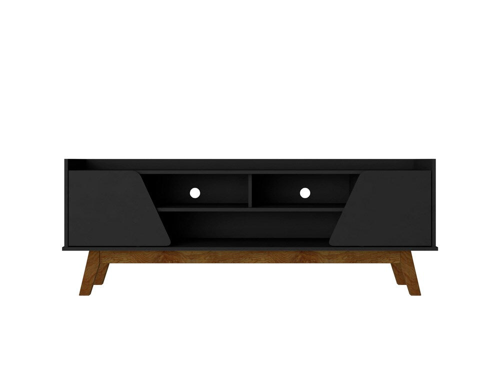 Manhattan Comfort - Marcus TV Stand with 5 Fixed Shelves in Matte Black - 260BMC8 veiw 1