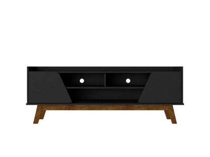 Manhattan Comfort - Marcus TV Stand with 5 Fixed Shelves in Matte Black - 260BMC8 veiw 1