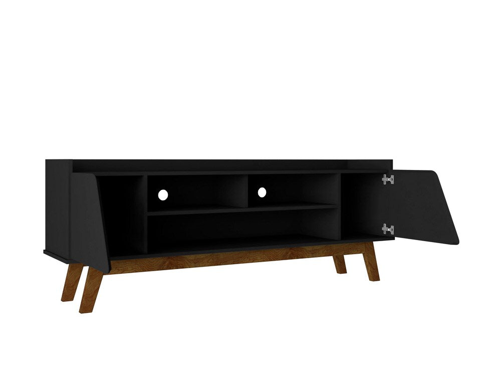 Manhattan Comfort - Marcus TV Stand with 5 Fixed Shelves in Matte Black - 260BMC8 veiw 3