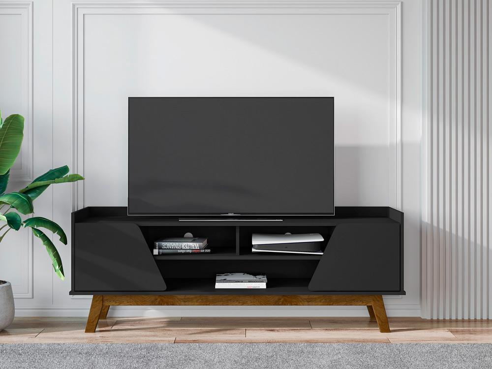 Manhattan Comfort - Marcus TV Stand with 5 Fixed Shelves in Matte Black - 260BMC8 veiw 4