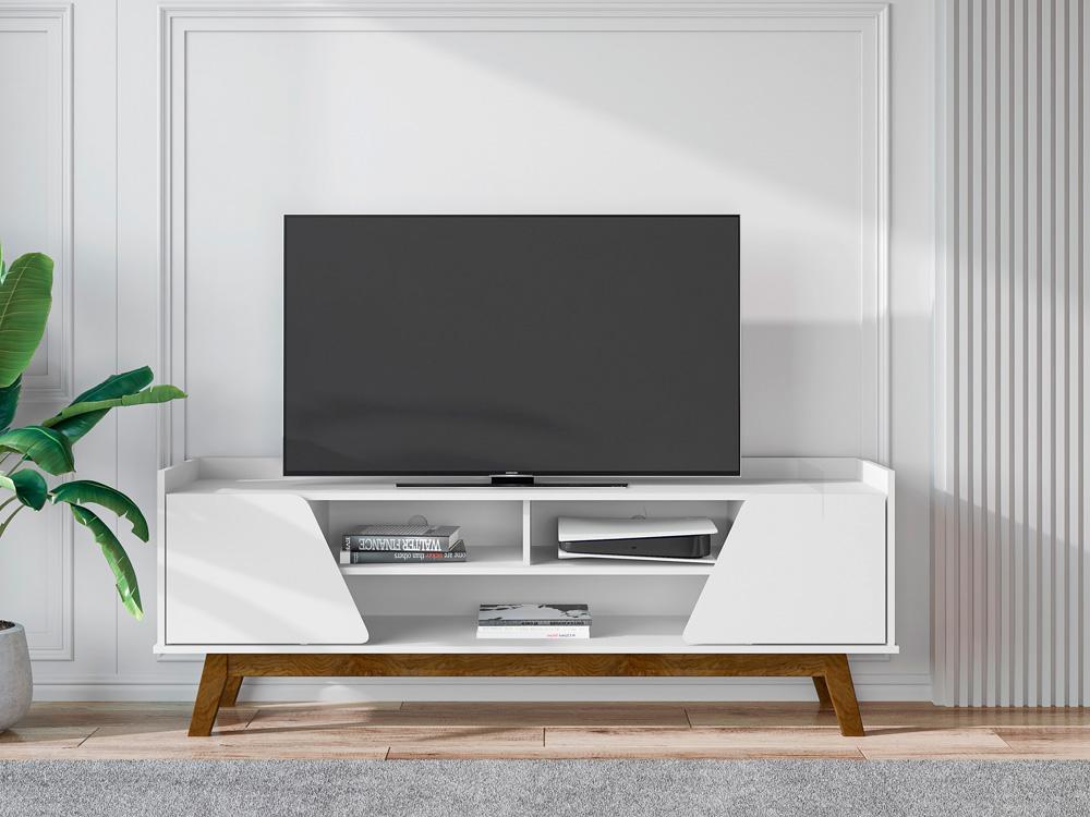 Manhattan Comfort - Marcus TV Stand with 5 Fixed Shelves in White - 260BMC6 veiw 4