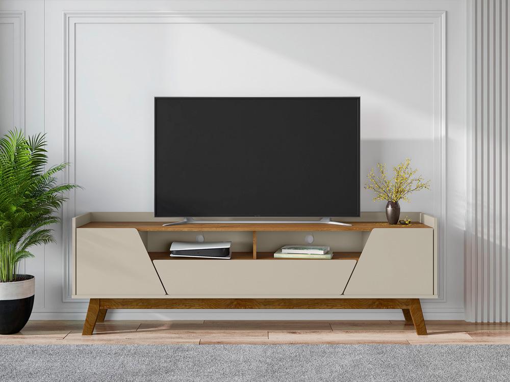 Manhattan Comfort - Marcus TV Stand with 2 Drawers in Greige and Nature - 261BMC10 veiw 4
