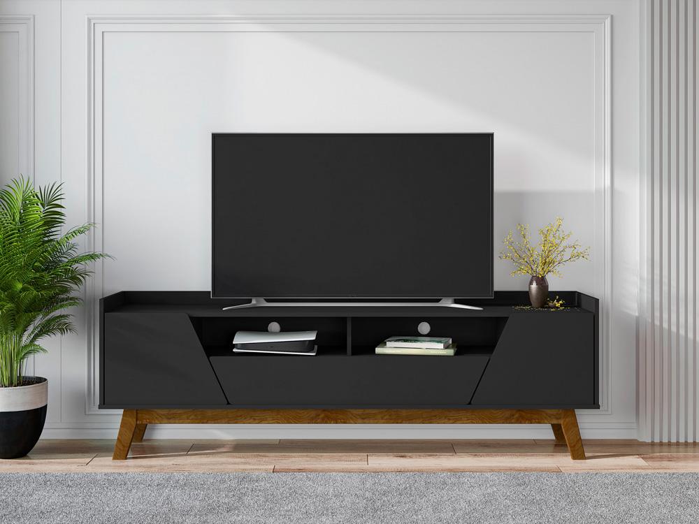 Manhattan Comfort - Marcus TV Stand with 2 Drawers in Matte Black - 261BMC8 veiw 4