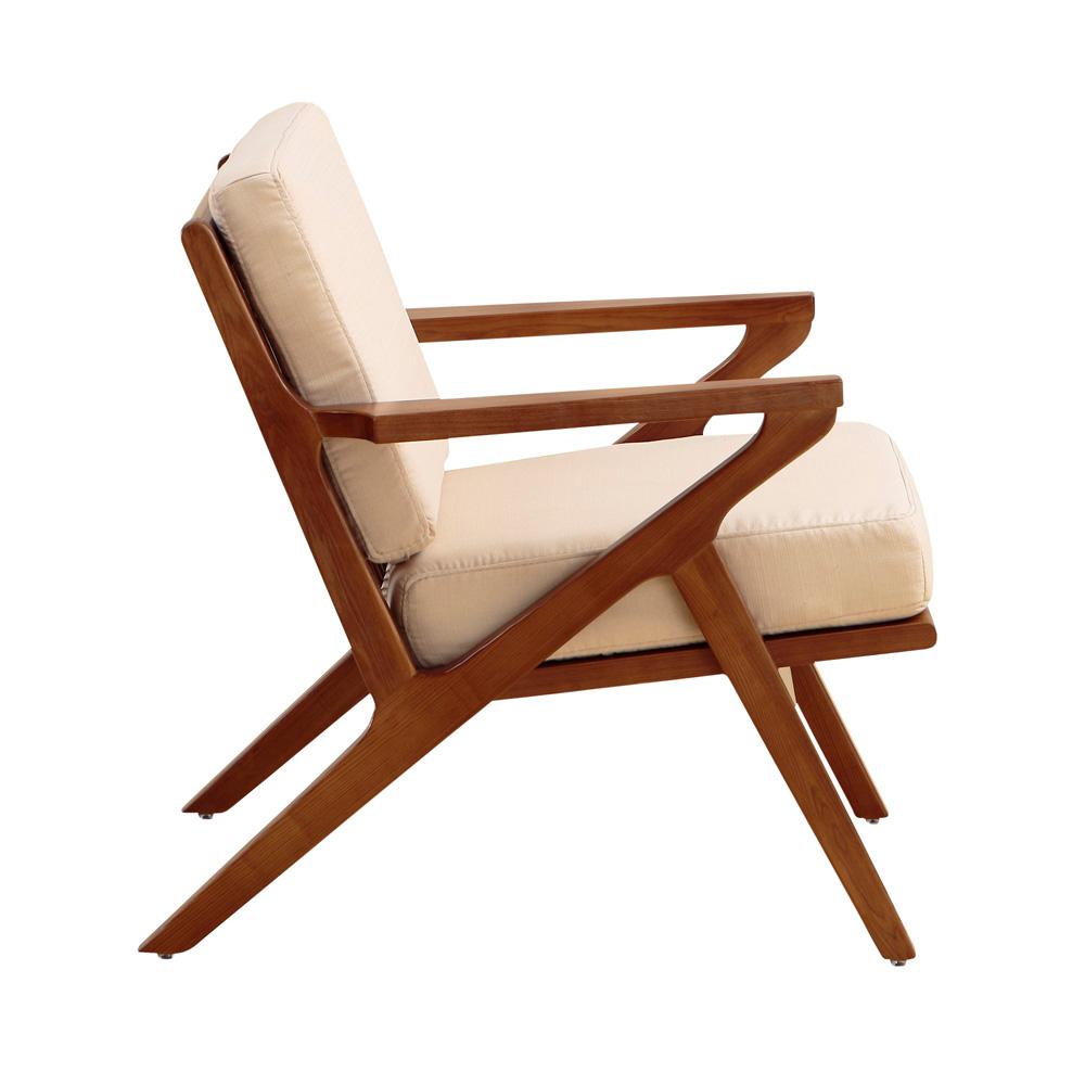 Manhattan Comfort - 2-Piece Martelle Twill Weave Accent Chair with Ash Wood Legs in Cream and Amber - 2-AC002-CR veiw 3