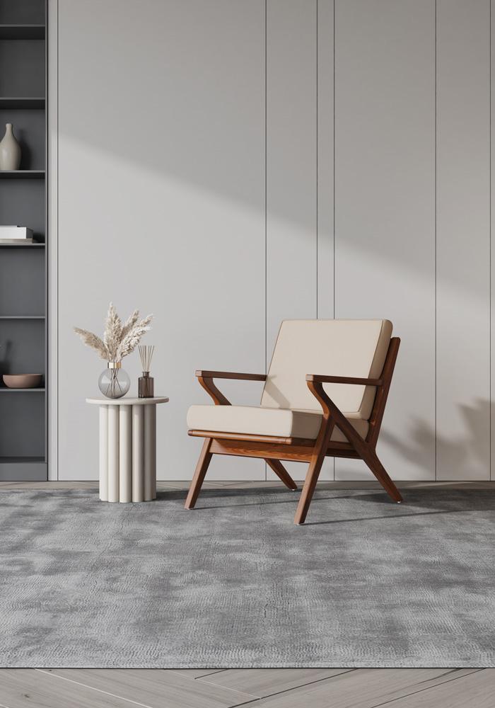 Manhattan Comfort - 2-Piece Martelle Twill Weave Accent Chair with Ash Wood Legs in Cream and Amber - 2-AC002-CR veiw 5