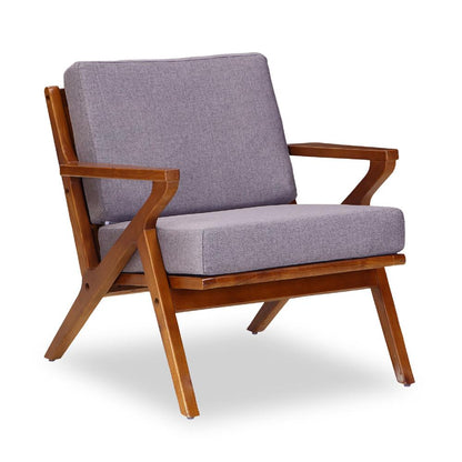 Manhattan Comfort - 2-Piece Martelle Twill Weave Accent Chair with Ash Wood Legs in Grey and Amber - 2-AC002-GY veiw 4