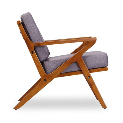 Manhattan Comfort - 2-Piece Martelle Twill Weave Accent Chair with Ash Wood Legs in Grey and Amber - 2-AC002-GY veiw 5