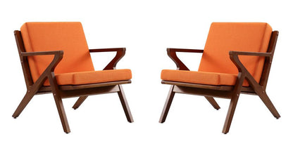Manhattan Comfort - 2-Piece Martelle Twill Weave Accent Chair with Ash Wood Legs in Orange and Amber - 2-AC002-OR veiw 1