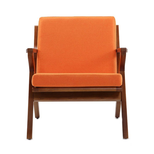 Manhattan Comfort - 2-Piece Martelle Twill Weave Accent Chair with Ash Wood Legs in Orange and Amber - 2-AC002-OR veiw 2