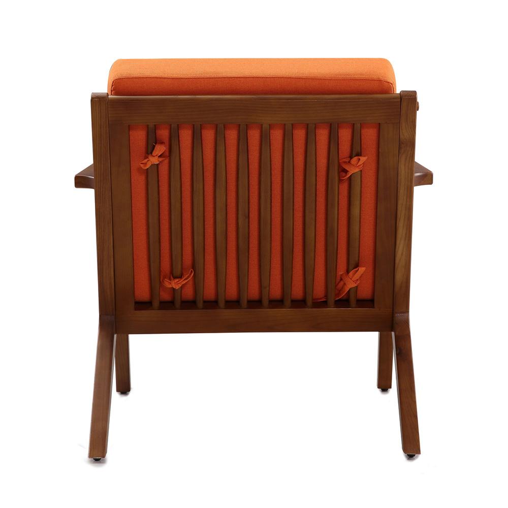 Manhattan Comfort - 2-Piece Martelle Twill Weave Accent Chair with Ash Wood Legs in Orange and Amber - 2-AC002-OR veiw 3