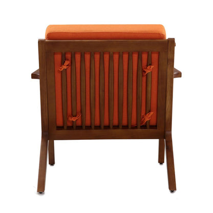 Manhattan Comfort - 2-Piece Martelle Twill Weave Accent Chair with Ash Wood Legs in Orange and Amber - 2-AC002-OR veiw 3