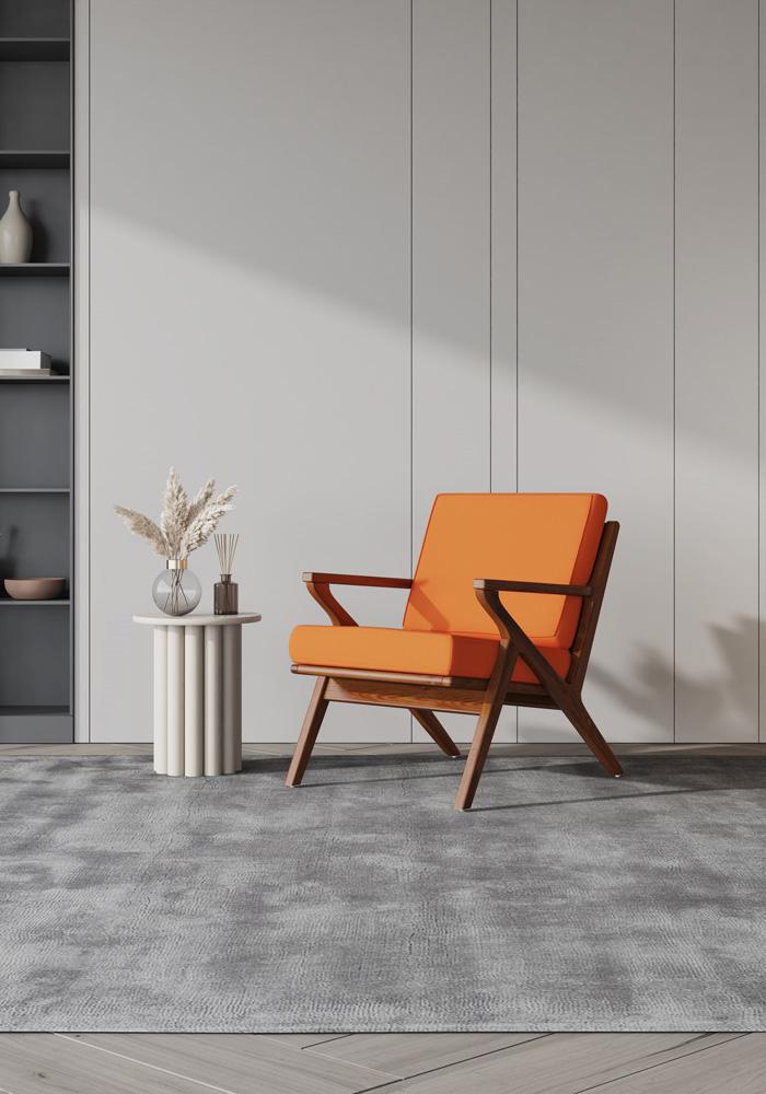 Manhattan Comfort - 2-Piece Martelle Twill Weave Accent Chair with Ash Wood Legs in Orange and Amber - 2-AC002-OR veiw 7
