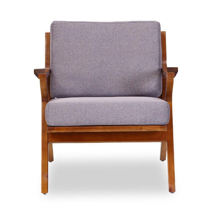 Manhattan Comfort - Martelle Twill Weave Accent Chair with Ash Wood Legs in Grey and Amber - AC002-GY veiw 1