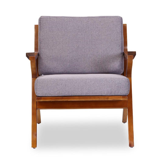 Manhattan Comfort - Martelle Twill Weave Accent Chair with Ash Wood Legs in Grey and Amber - AC002-GY veiw 1