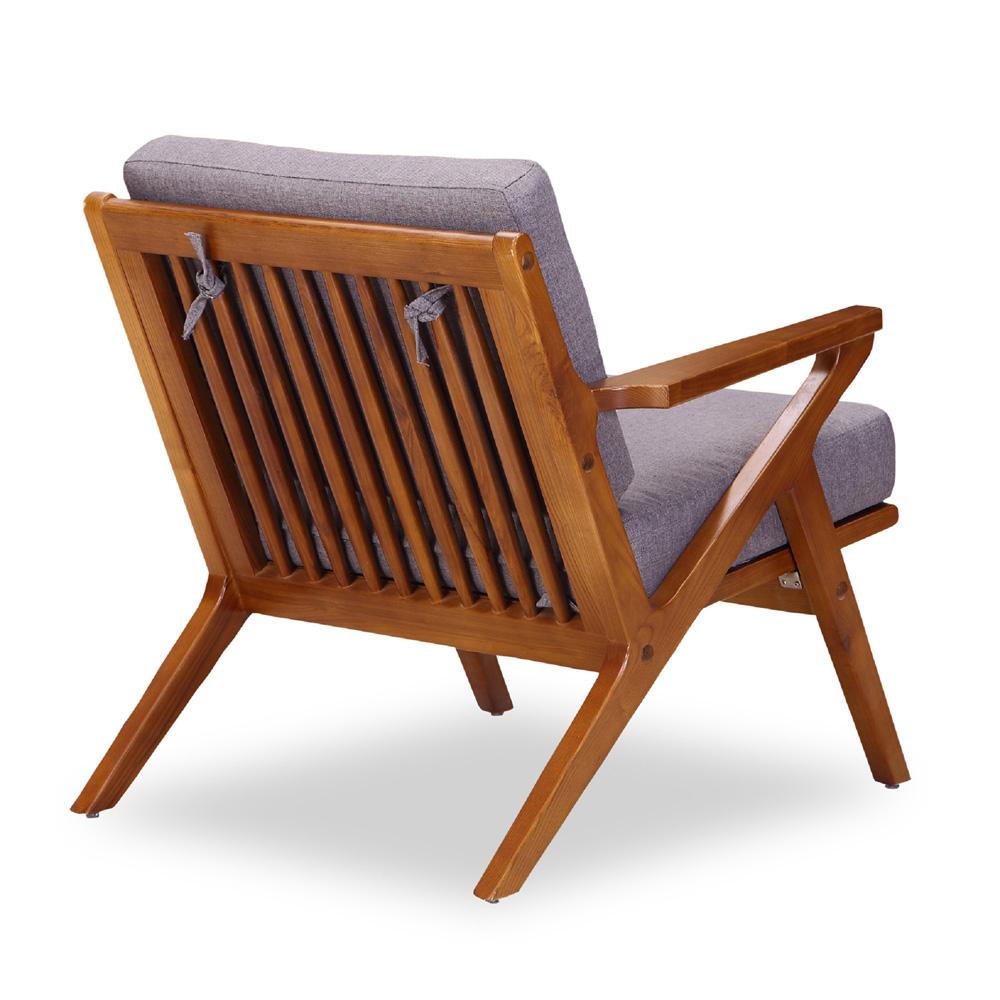 Manhattan Comfort - Martelle Twill Weave Accent Chair with Ash Wood Legs in Grey and Amber - AC002-GY veiw 4