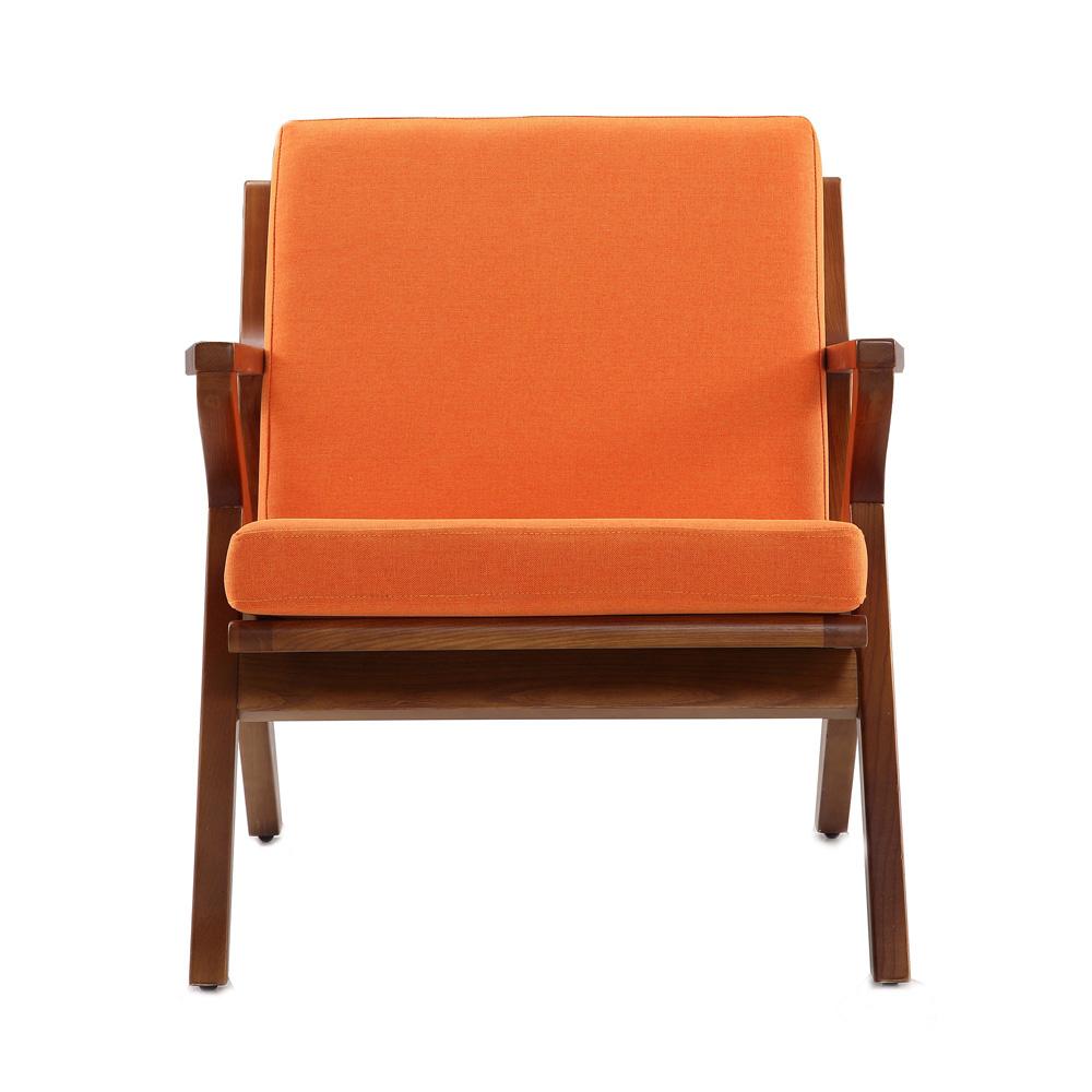 Manhattan Comfort - Martelle Twill Weave Accent Chair with Ash Wood Legs in Orange and Amber - AC002-OR veiw 1