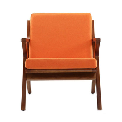 Manhattan Comfort - Martelle Twill Weave Accent Chair with Ash Wood Legs in Orange and Amber - AC002-OR veiw 1