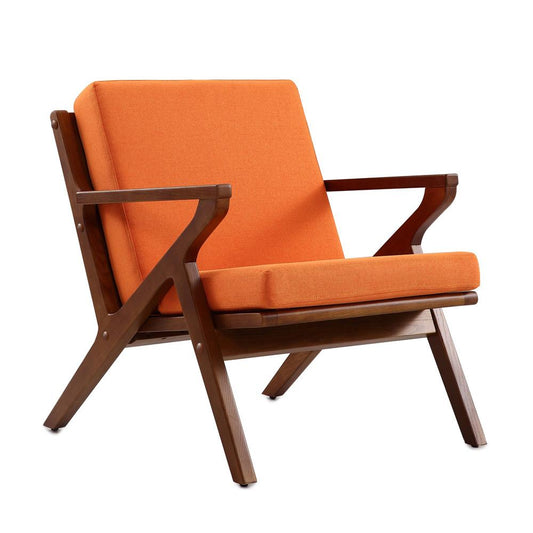 Manhattan Comfort - Martelle Twill Weave Accent Chair with Ash Wood Legs in Orange and Amber - AC002-OR veiw 2
