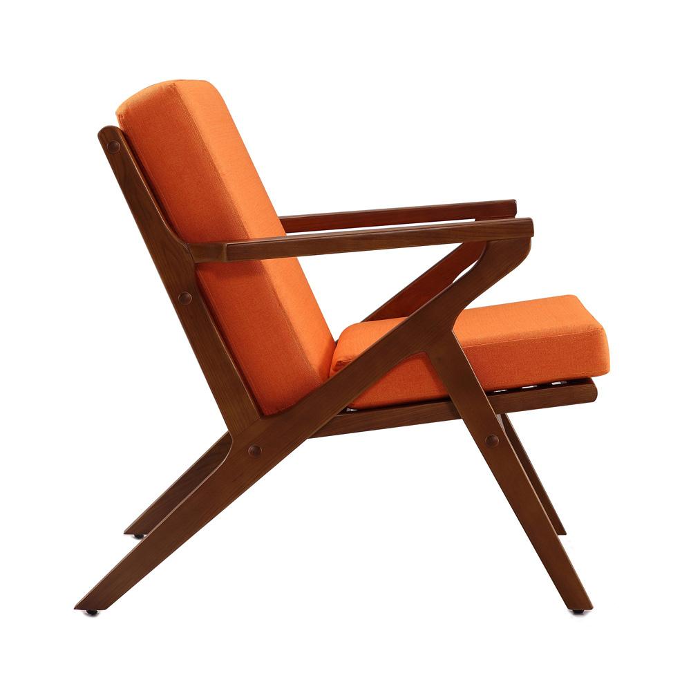 Manhattan Comfort - Martelle Twill Weave Accent Chair with Ash Wood Legs in Orange and Amber - AC002-OR veiw 3