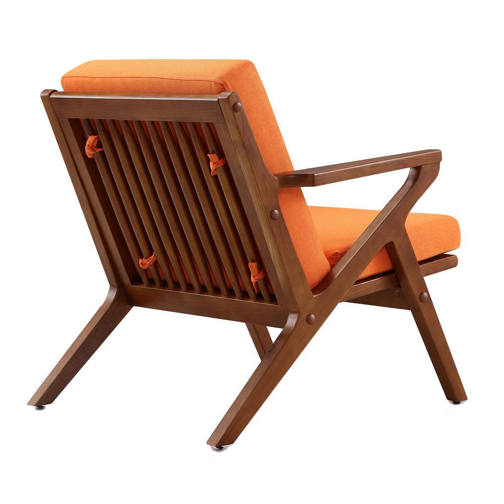 Manhattan Comfort - Martelle Twill Weave Accent Chair with Ash Wood Legs in Orange and Amber - AC002-OR veiw 4